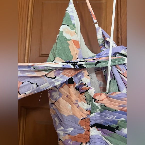 Astr Pink and Blue Smocked Tiered Midi Sundress - Picture 5 of 5